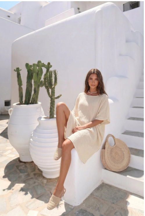 Oversized jurk met ronde hals