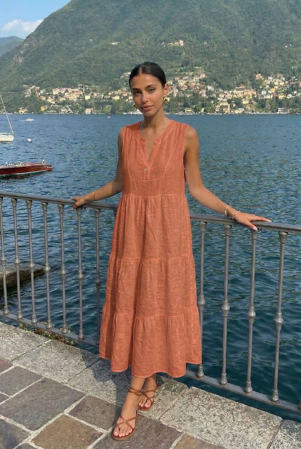 Robe En Lin Porté Avec Le Haut21286 Vendu Séparément