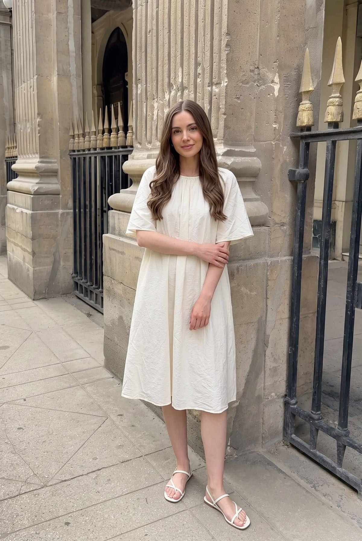 Robe Genoux En Popeline