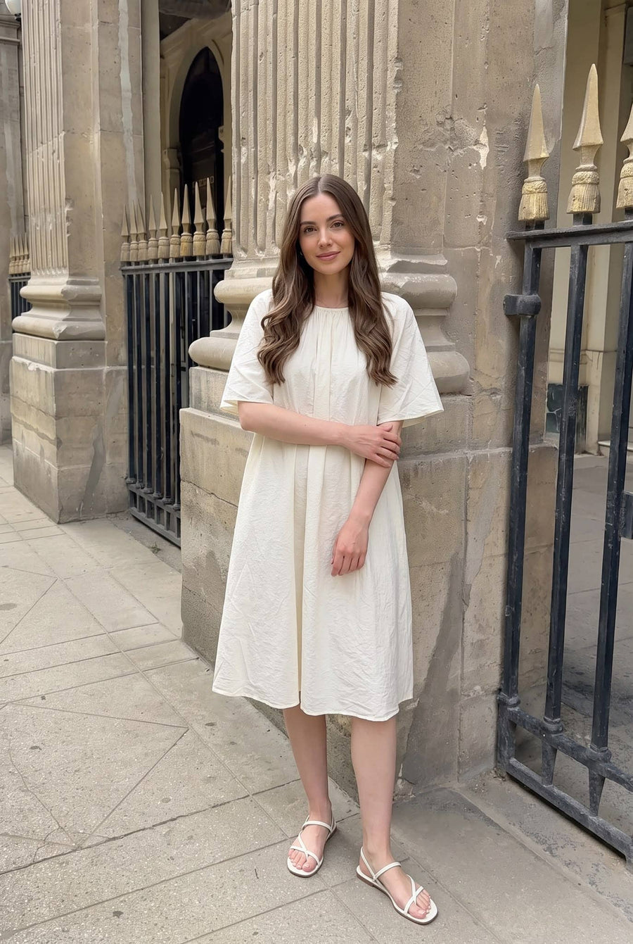 Robe Genoux En Popeline