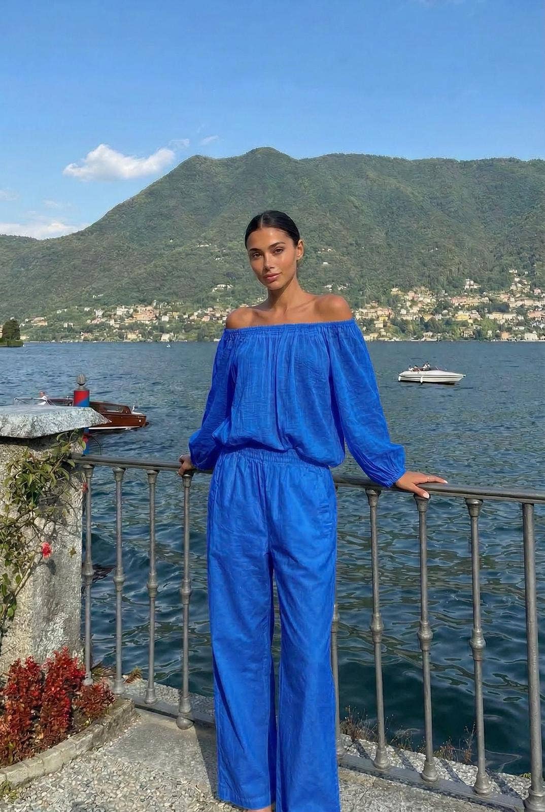 Haut En Voile De Coton Porté Avec Le Pantalon13633