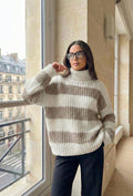Pull Col Roulé Oversize A Rayure