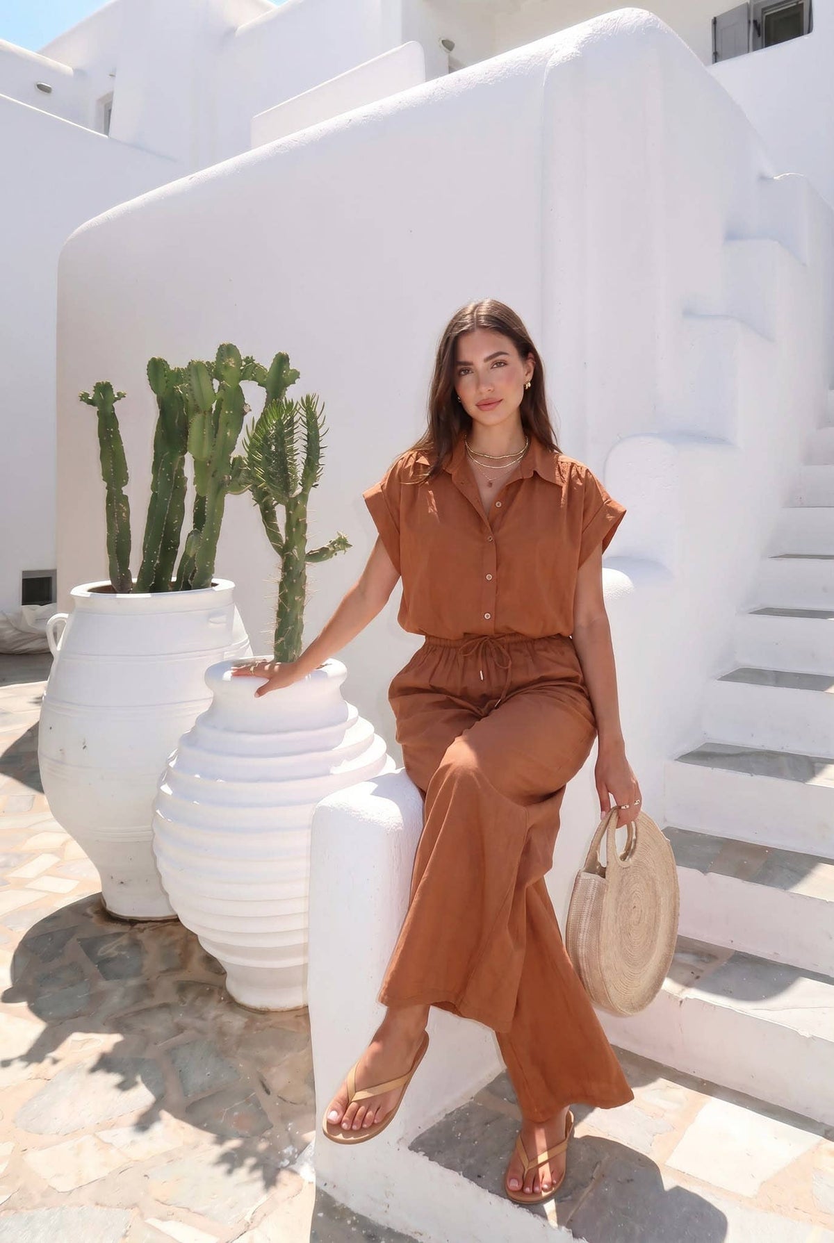 Pantalon Oversize En Popeline Porté Avec Le Haut15422 Vendu Séparément