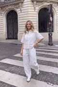 Chemise Popeline Coton Manches Courtes Oversize Porté Avec L